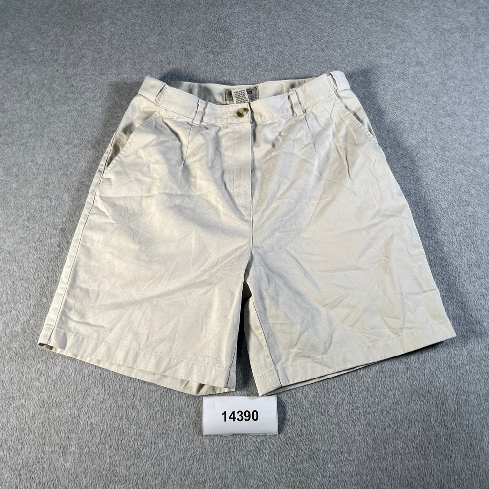 L.L.Bean Chino Shorts Womens 10 White Cotton Pleated Front Original Fit Summer